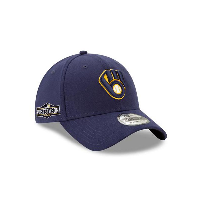 MLB Milwaukee Brewers Postseason Side Patch 39Thirty Stretch Fit (AAI7235) - Black New Era Caps